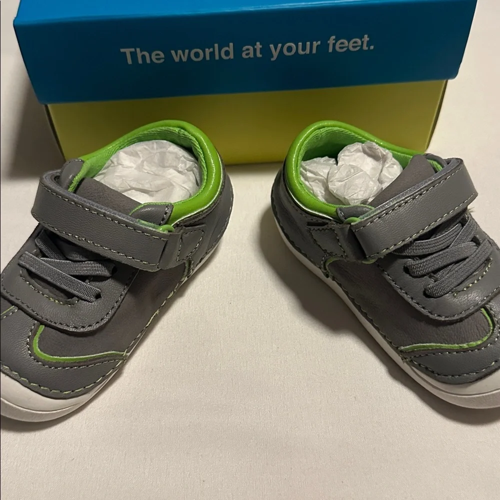 Gray and Green Sole Play Kids Shoes